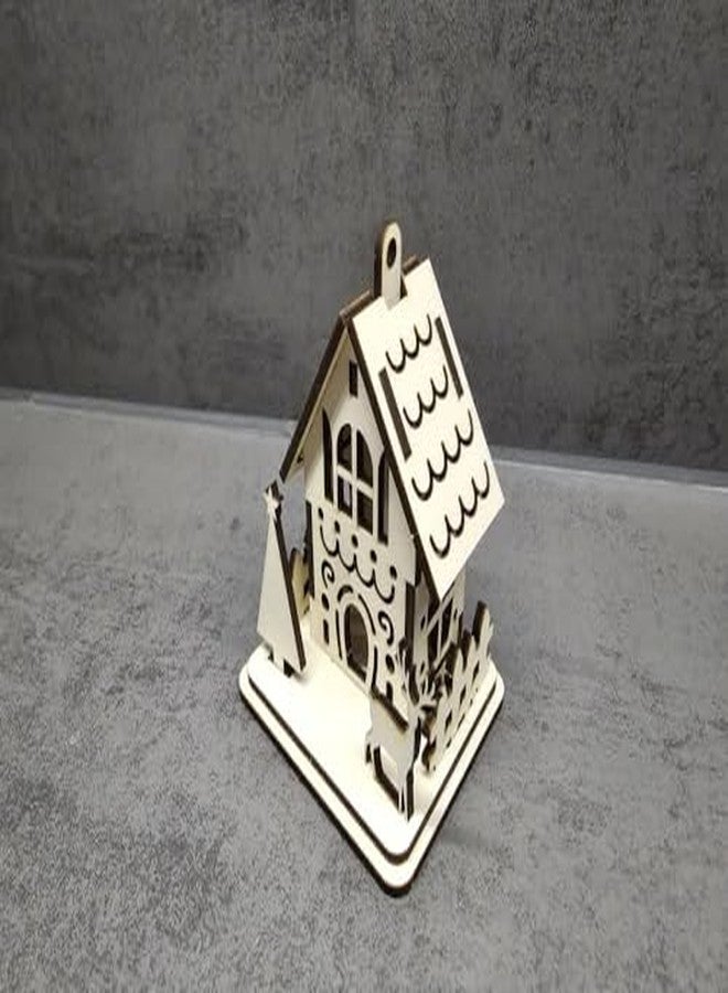 مكعبات ثلاثية الأبعاد، ديكور منزل عيد الميلاد مصنوع من الخشب بتقنية القطع بالليزر | كوخ خشبي مصنوع يدويًا بتصميم شجرة وغزال الرنة | لعبة احتفالية من الخشب الطبيعي الصديق للبيئة للأطفال للعب الإبداعي والتعلم - Image 4